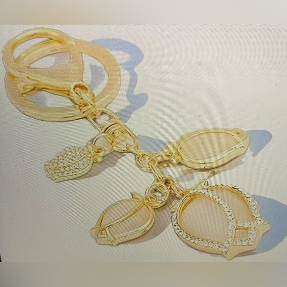 Gold Tulip Bag Charm Keychain Flower Key Chain with Key Rings for Purse Handbags - Picture 2 of 7